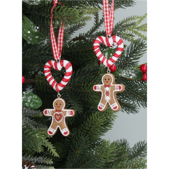 Gisela Graham Gingerbread Man/Candy Cane x2